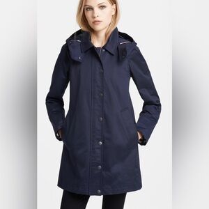 Burberry Brit bow park rain jacket with liner, navy-size 2